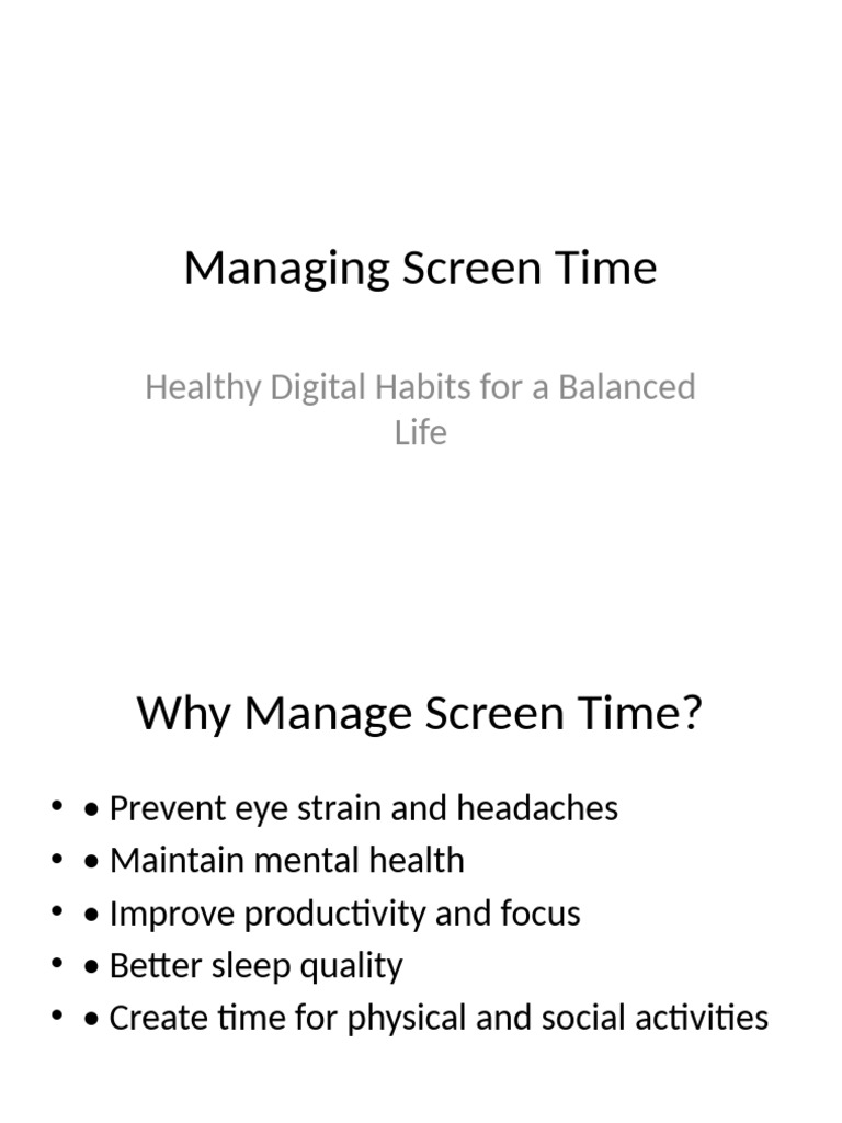 Healthy Screen Time Management Tips | PDF