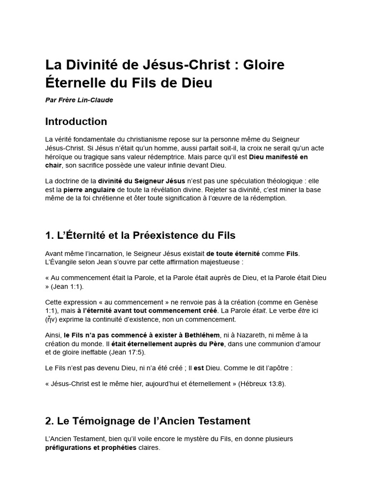 La Divinité de Jésus-Christ Expliquée | PDF | Jésus | Logos (christianisme)