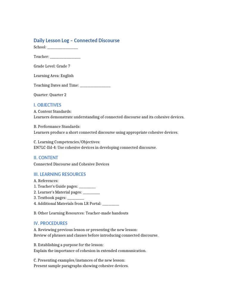 DLL Connected Discourse | PDF