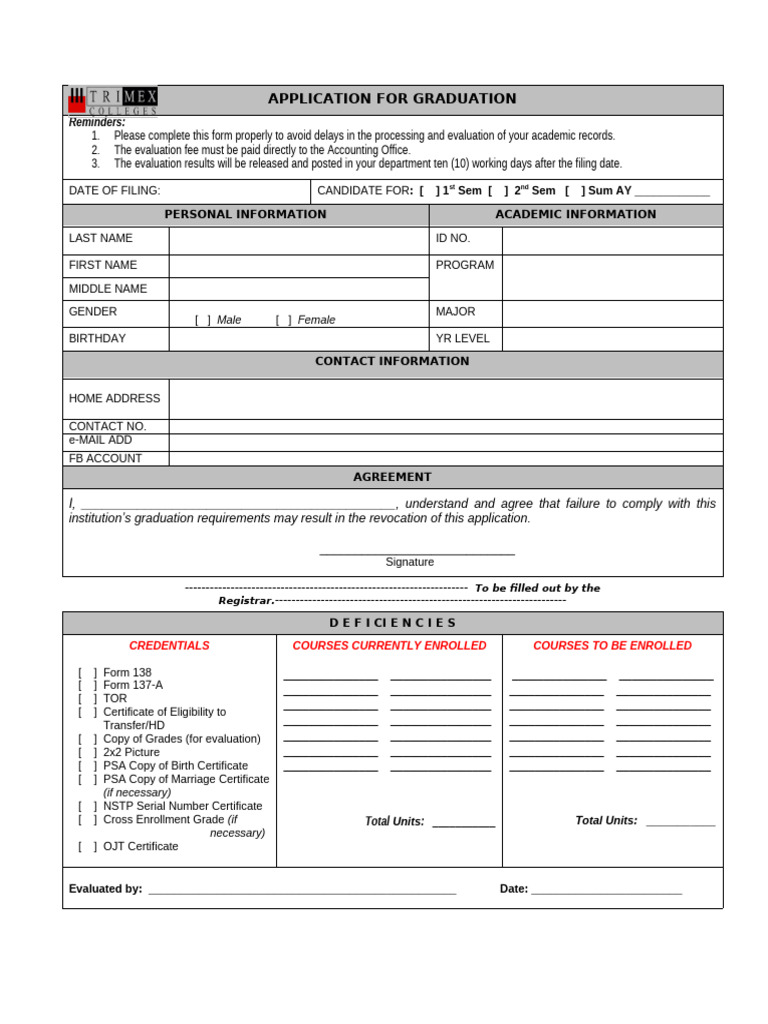 Application For Graduation 1 | PDF