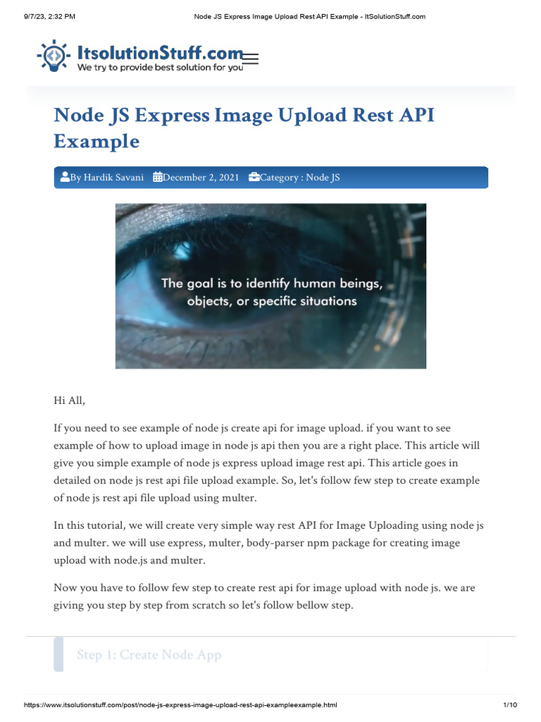 Node.js Express Image Upload API Guide | PDF | Ajax (Programming ...