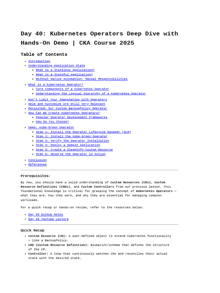 Kubernetes Operators: Deep Dive & Demo | PDF | Computer Science | Computing
