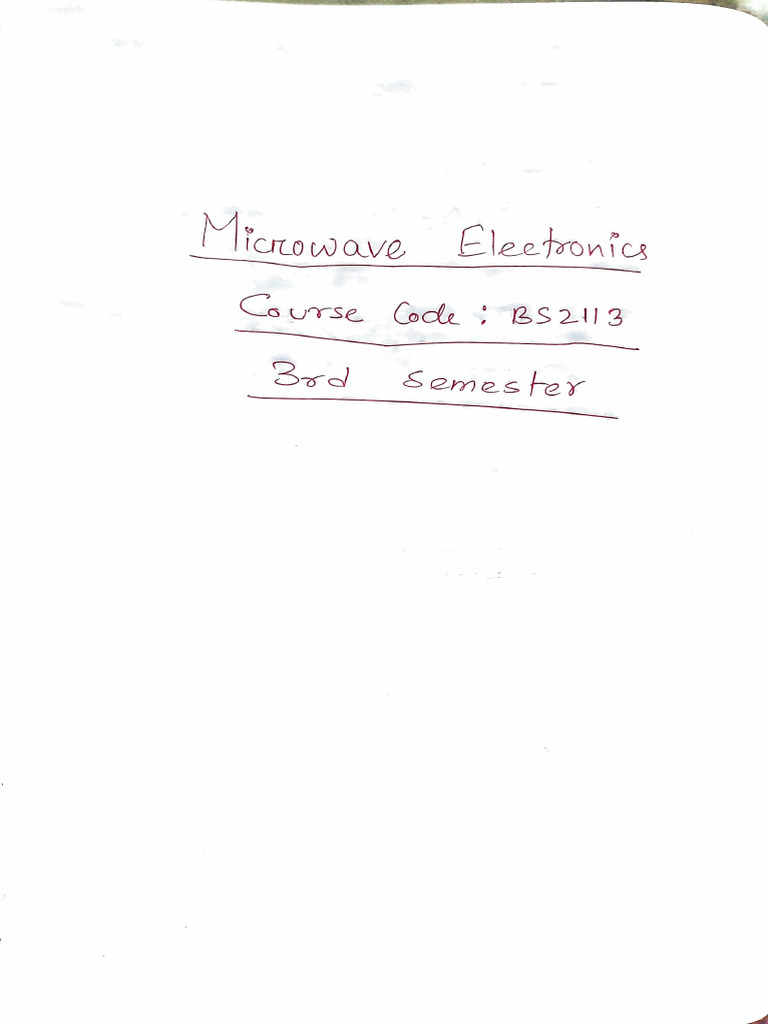 Microwave Electronics | PDF