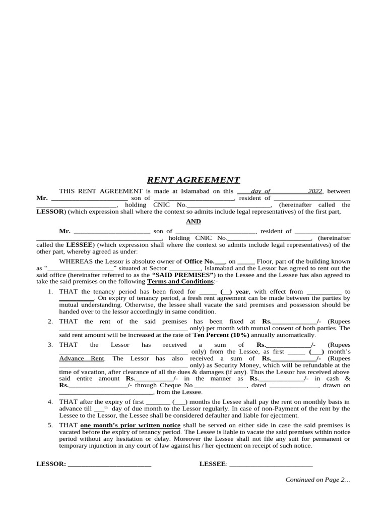 Office Rent Agreement | PDF | Lease | Landlord–Tenant Law