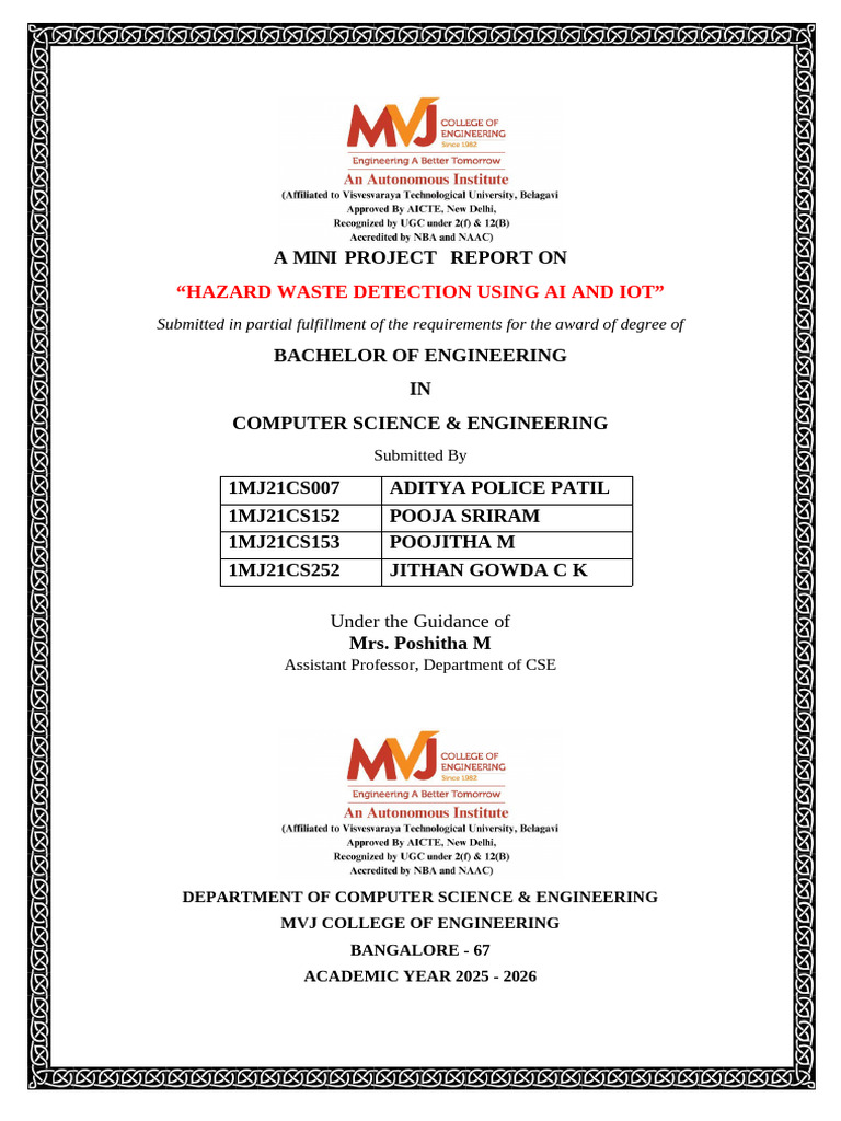 Mini Project Report Sample | PDF | Internet Of Things | Robotics