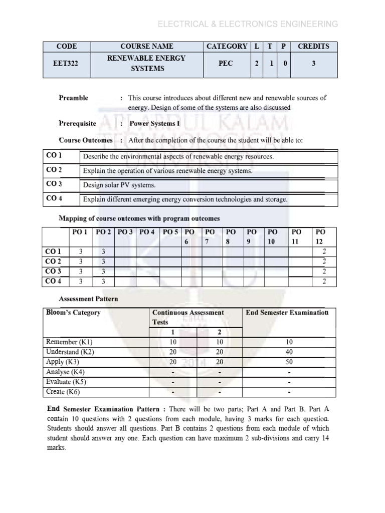 Renewable Energy Systems Course Overview | PDF | Solar Energy ...