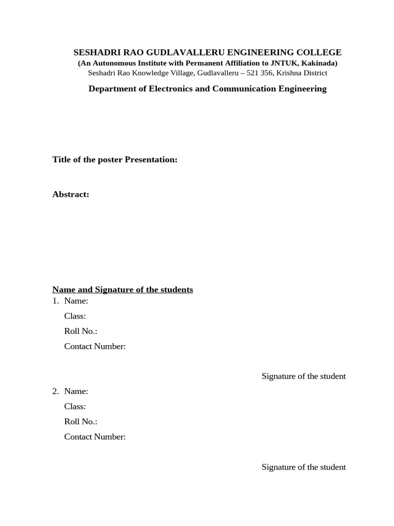 Electronics Presentation Registration Form | PDF