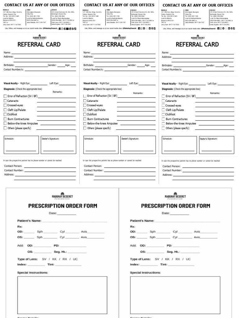Referral Form & Prescription Order Form (1) | PDF | Sensory Organs ...