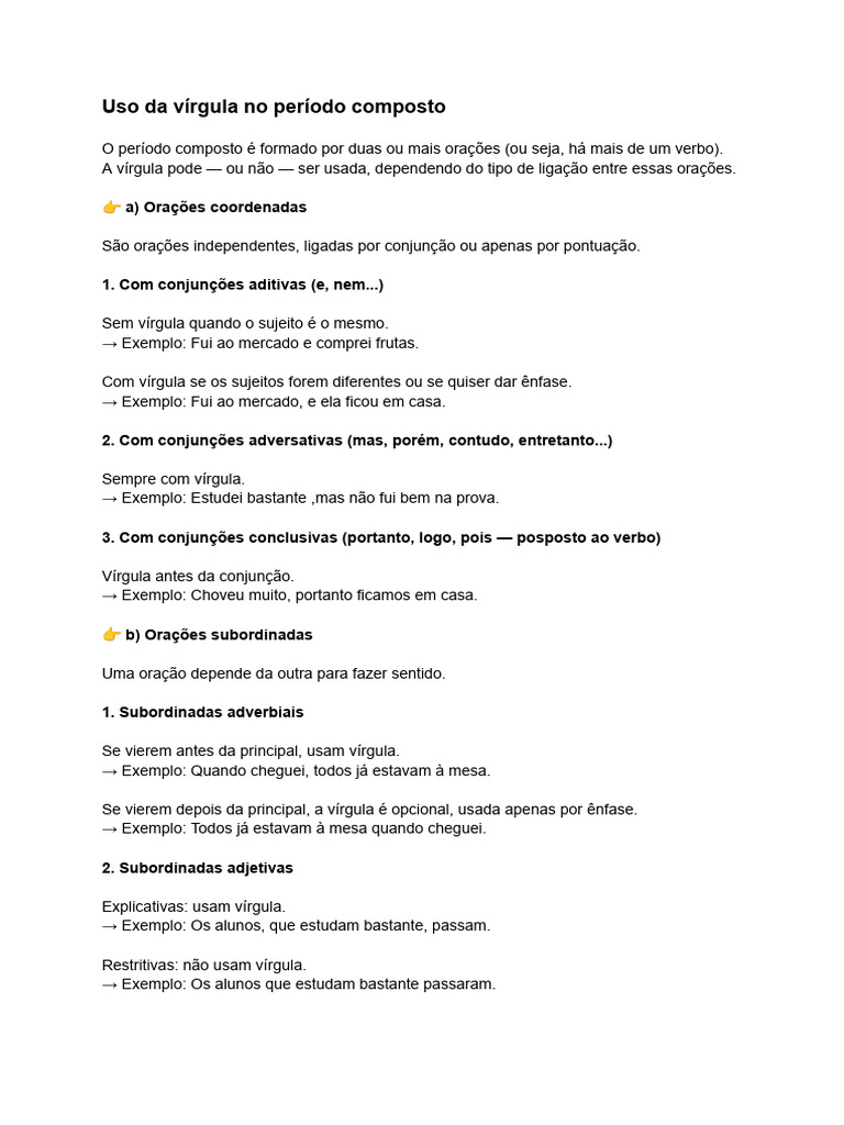 Uso da vírgula em períodos compostos | PDF | Famílias linguísticas ...