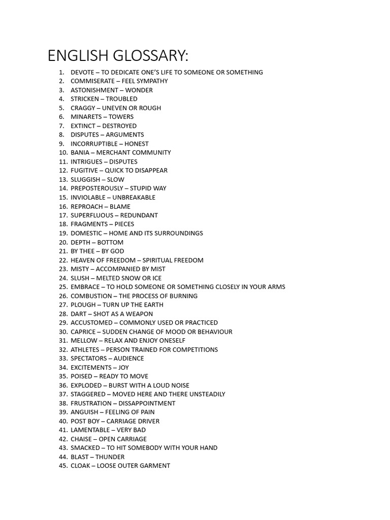 Essential English Vocabulary Glossary | PDF