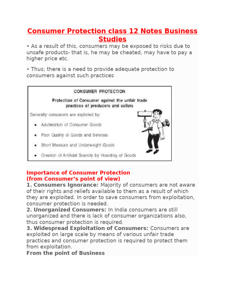 Consumer Protection Overview for Class 12 | PDF | Consumer Protection ...