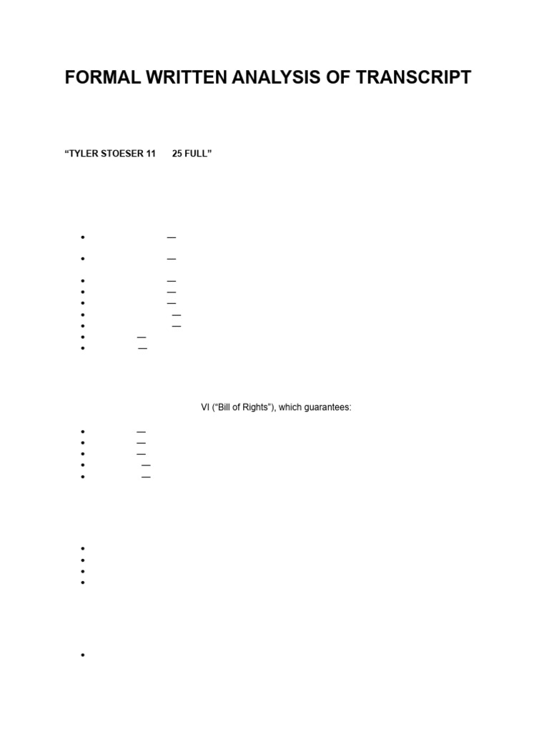 Formal Written Analysis of Transcript | PDF | Sixth Amendment To The ...