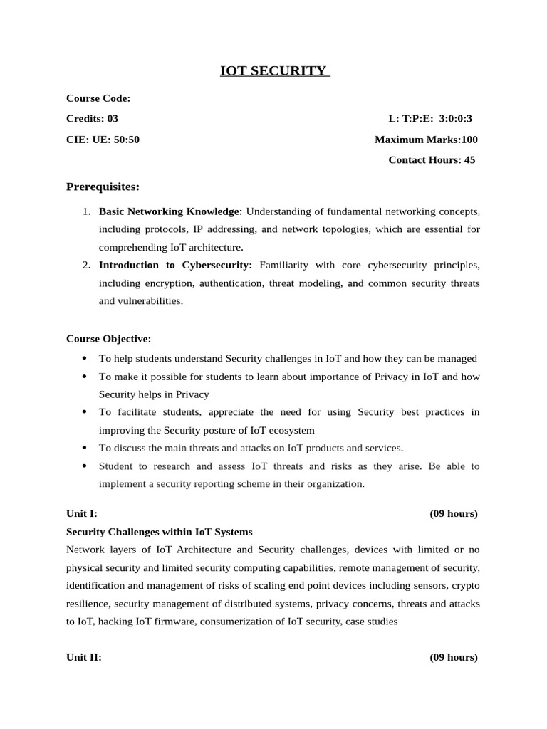 IoT Security Course Overview and Objectives | PDF | Security | Computer ...