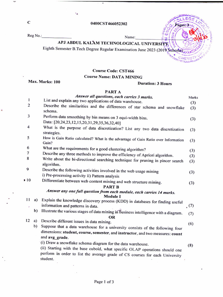Data Mining Exam Questions June 2023 | PDF | Information Technology ...