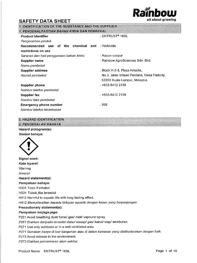 SDS - Entrust® 18SL Dwibahasa | PDF
