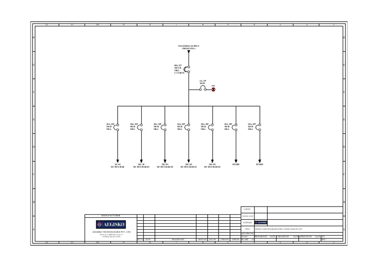Single Line Diagram for DCDB-1 Panel | PDF