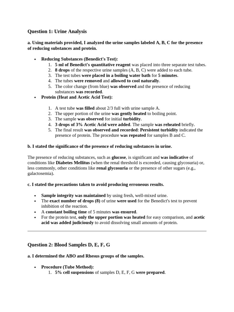 Urine and Blood Analysis Procedures | PDF | Staining | Blood Plasma