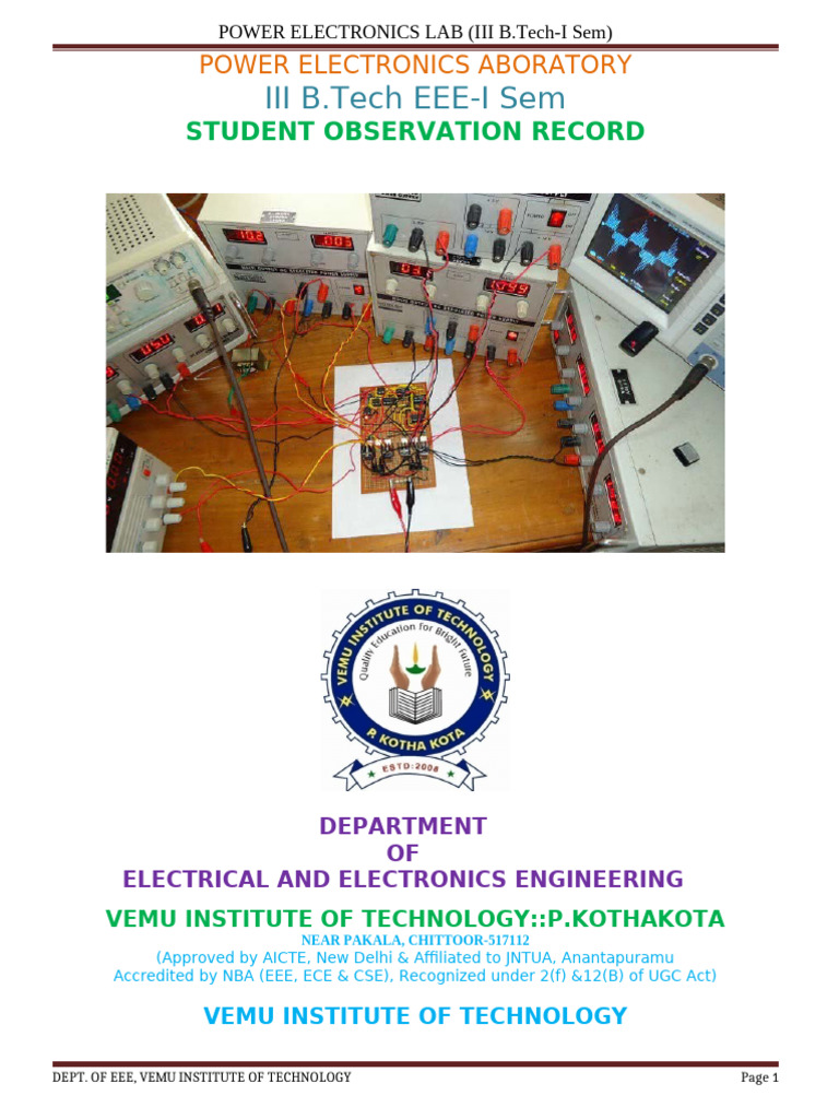 PE LAB MANUAL R23 Modified III-I | PDF | Power Electronics | Power Inverter