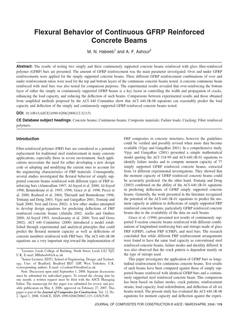 GFRP Reinforced Concrete Beam Analysis | PDF | Beam (Structure ...