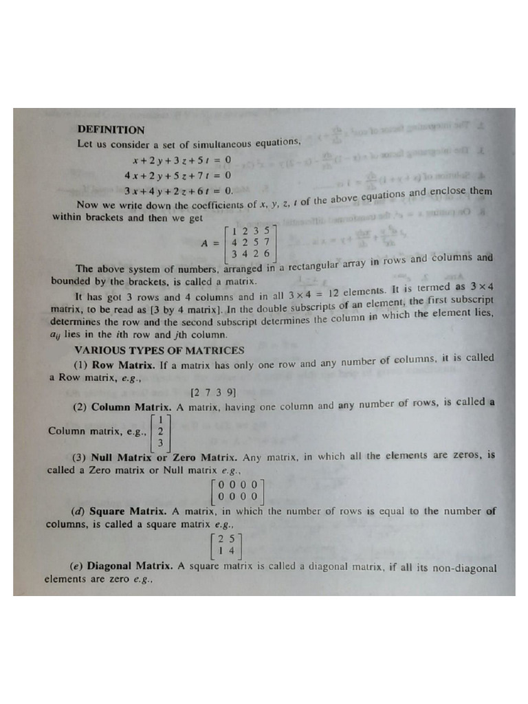 Matrix Definitions | PDF