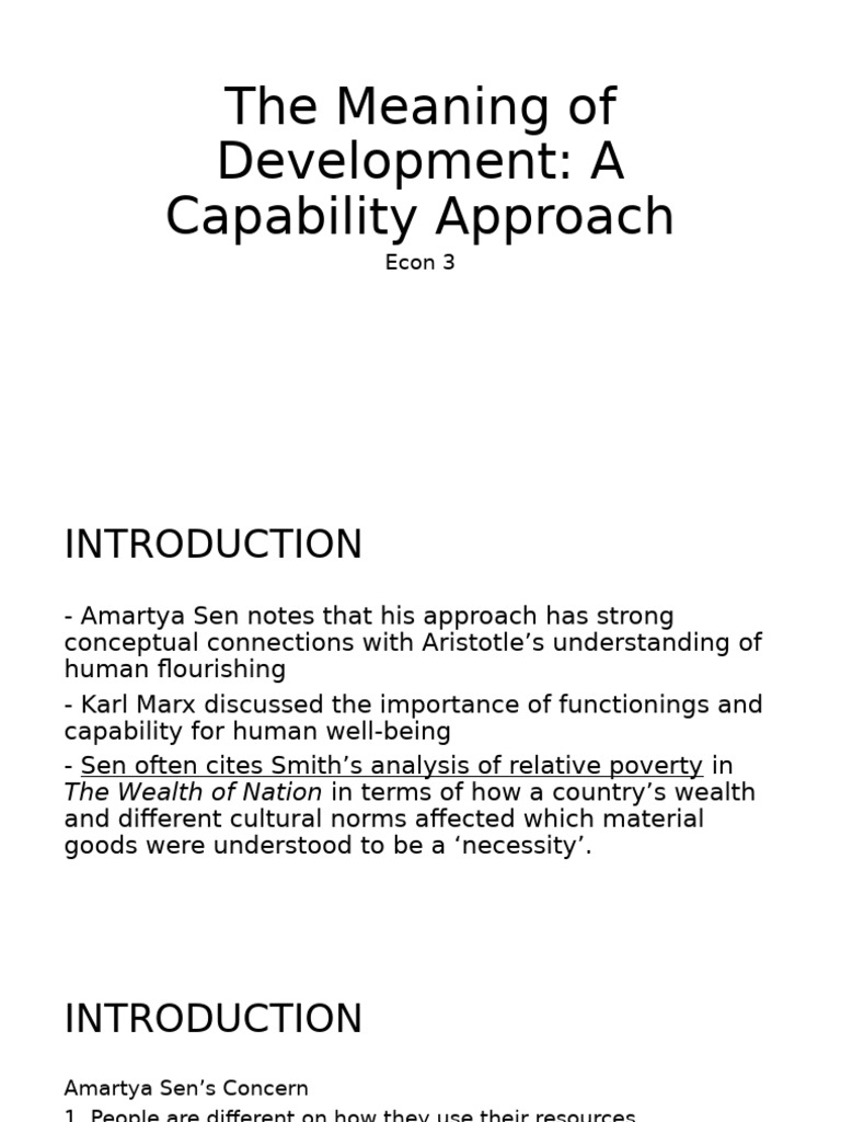Amartya Sen's Capability Approach Explained | PDF | Economies