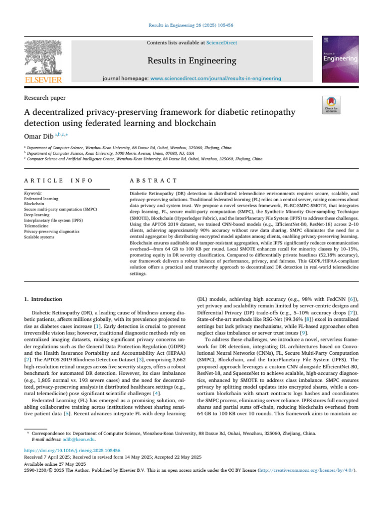 A Decentralized Privacy Preserving Framework For Diabetic Re 2025 ...