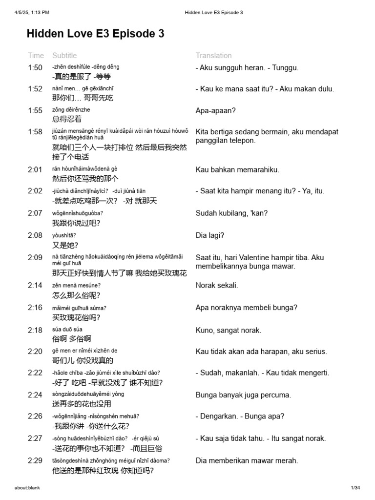 Hidden Love E3 Episode 3 | PDF