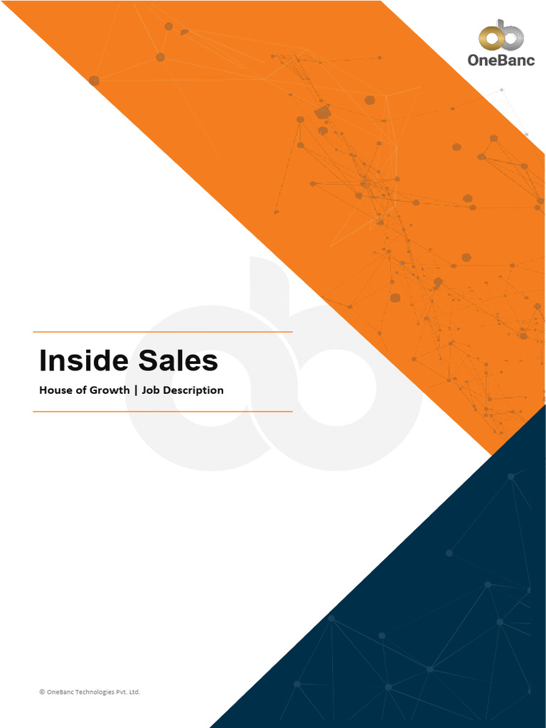 Inside Sales Job Description at OneBanc | PDF | Sales | Business
