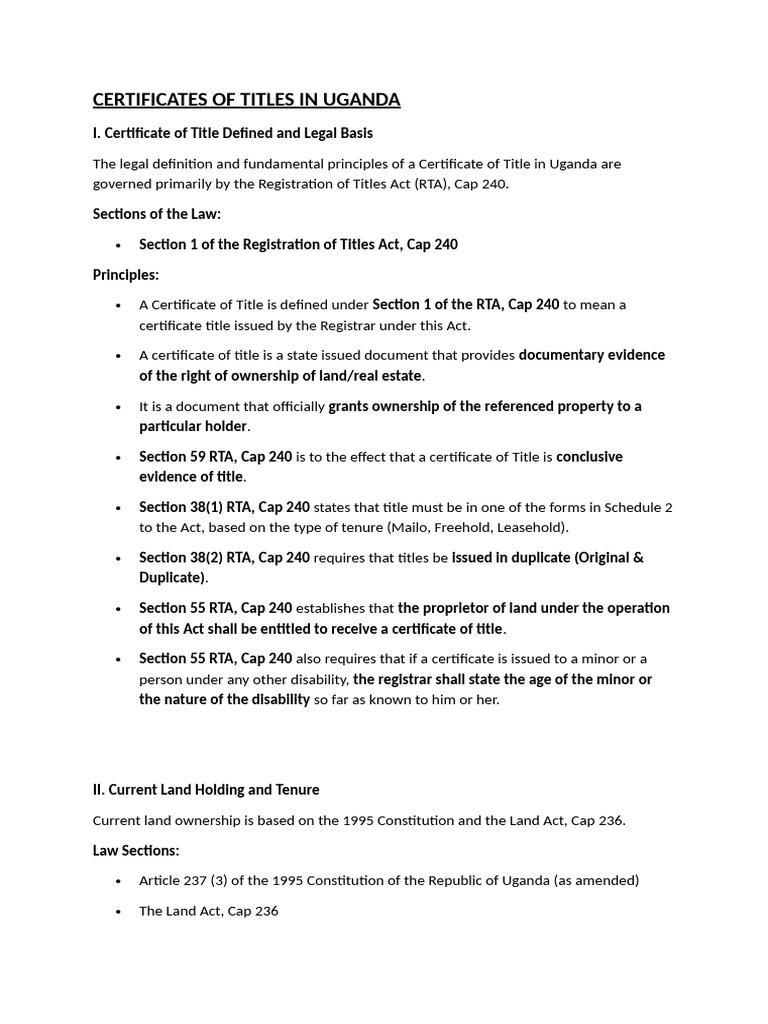 Understanding Land Titles in Uganda | PDF | Title (Property) | Condominium