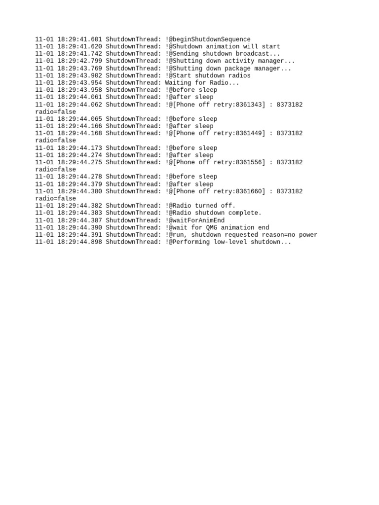 Device Shutdown Sequence Log | PDF