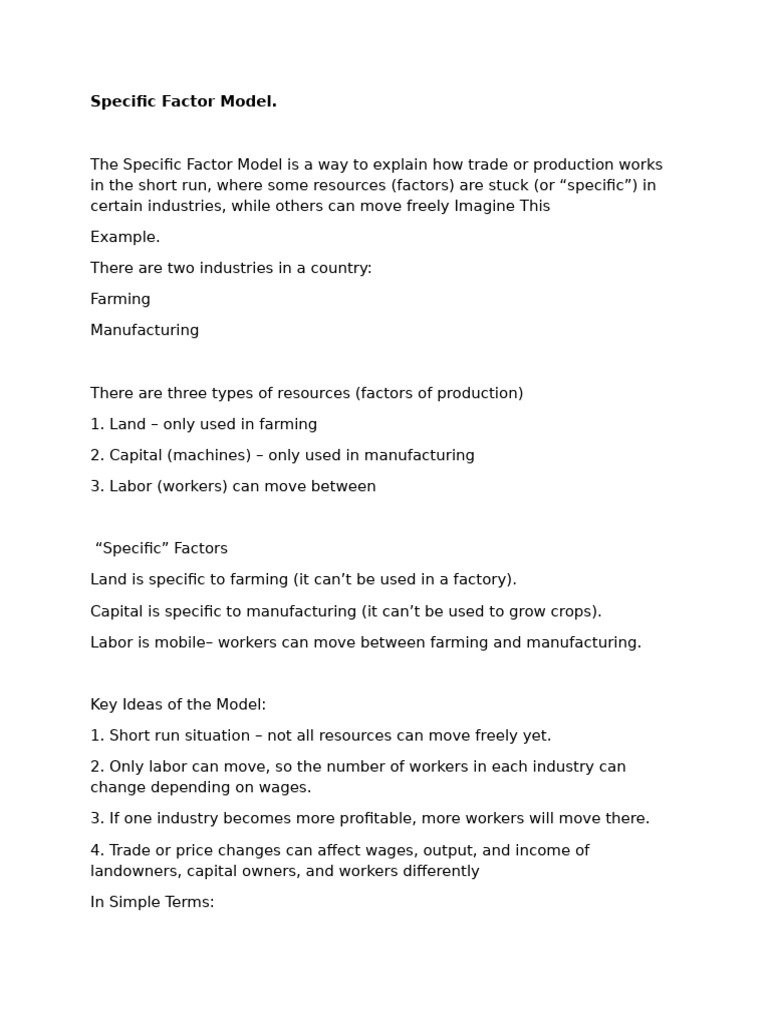Understanding the Specific Factor Model | PDF | Labour Economics | Business