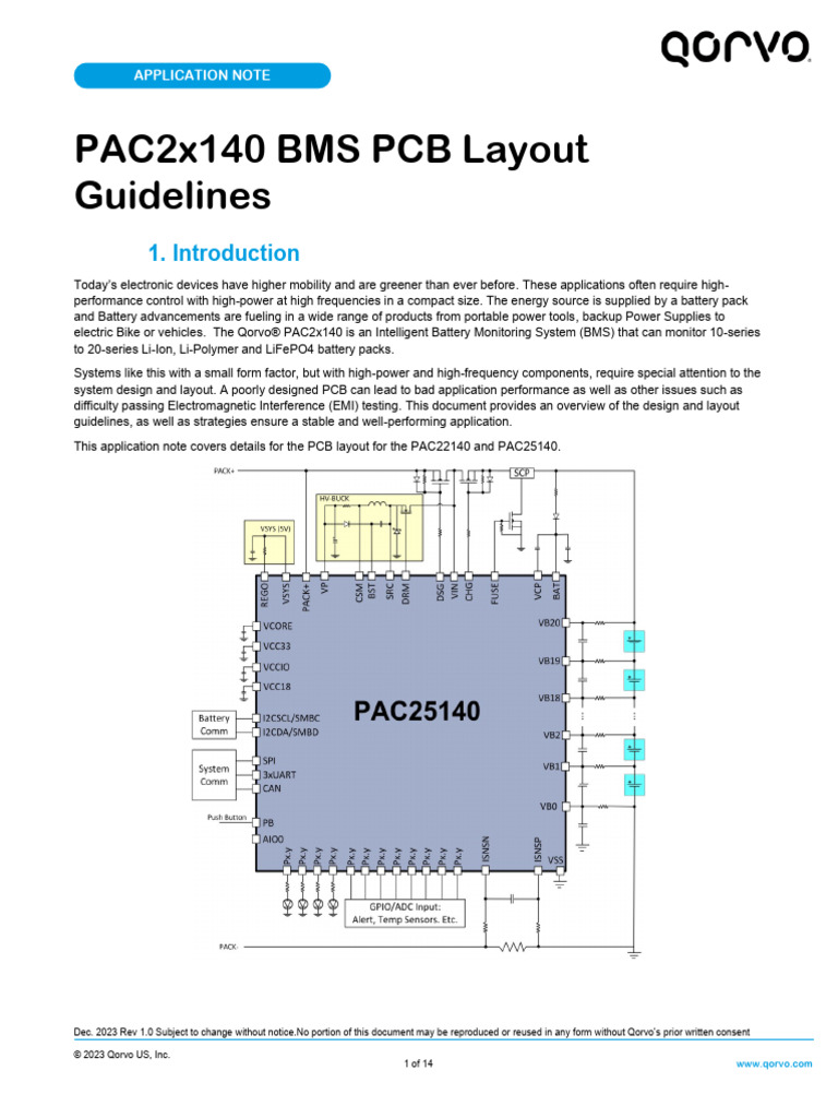 PAC2x140 BMS PCB Layout Guidelines | PDF | Power Supply | Capacitor