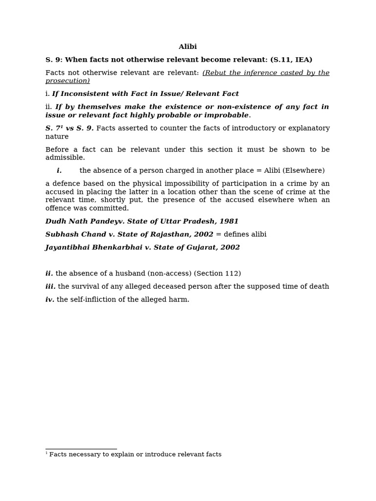 Understanding Alibi in Legal Context | PDF