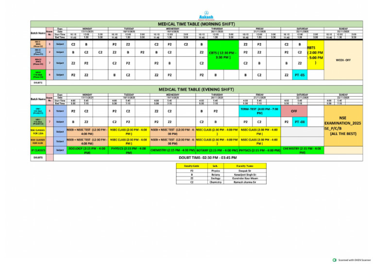 Medical - Time Table - 2024-25 - MEDICAL (71) - 1 | PDF