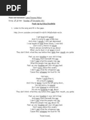 Pack Up Eliza Doolittle scribd