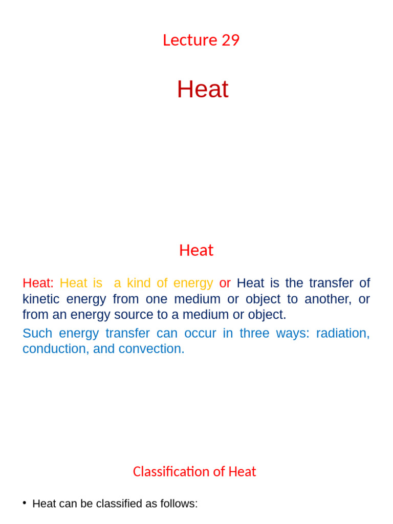 Lecture 29 (Heat) | PDF | Heat Transfer | Heat