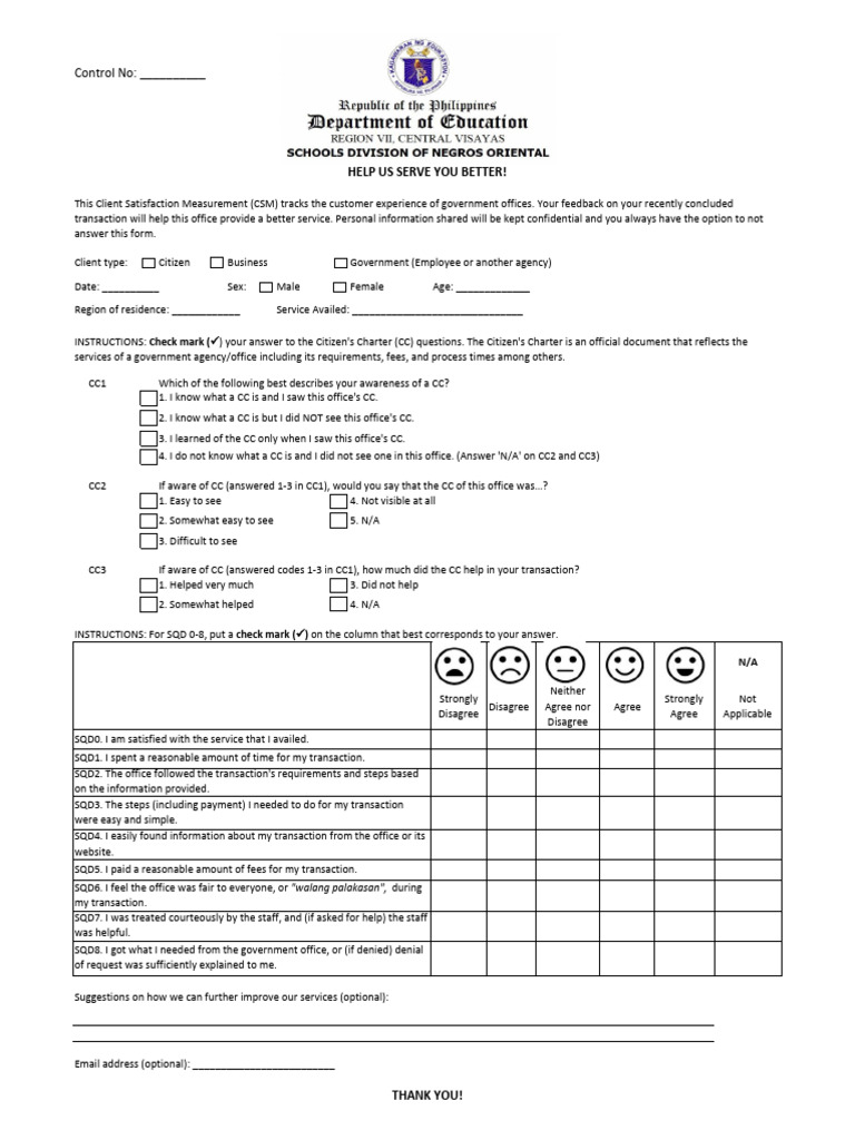 Client Satisfaction Survey for Government Services | PDF