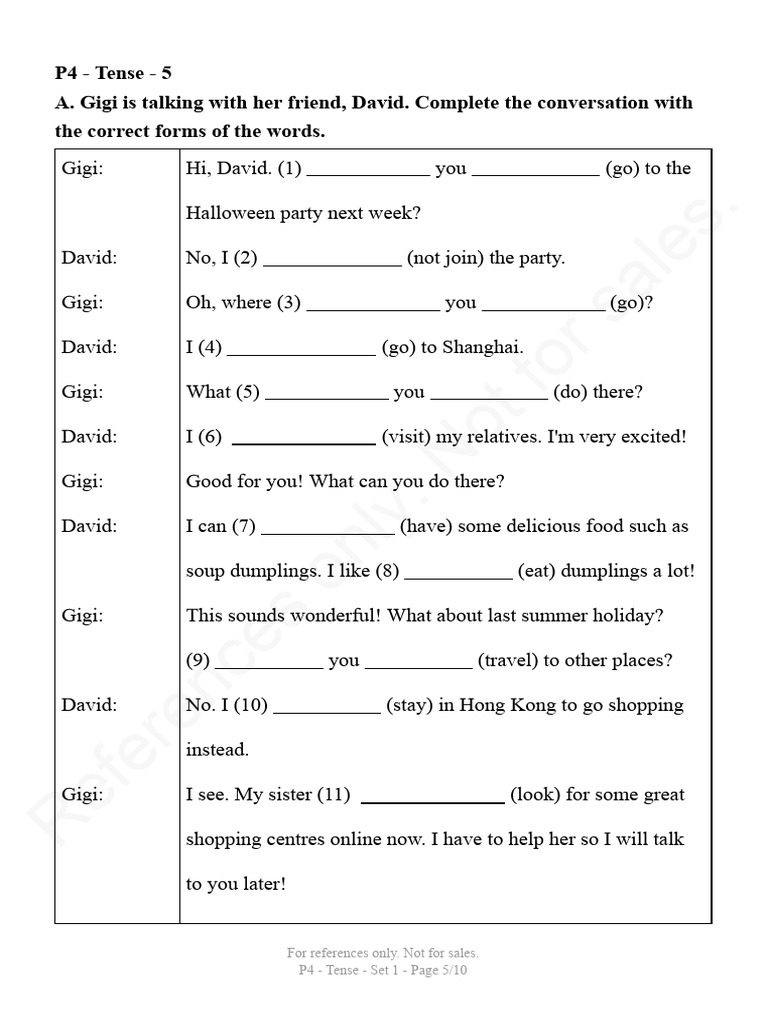 P4 Tense Practice Exercises | PDF