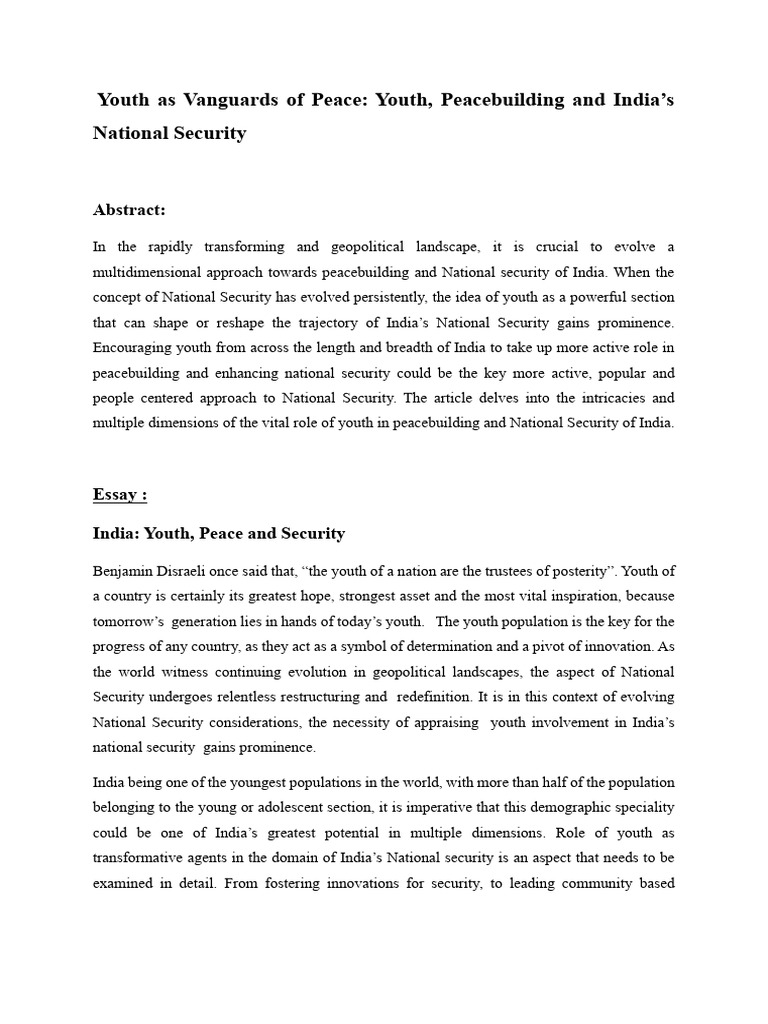 Youth Peace Building and Indias National Security PDF | PDF | Emergency ...