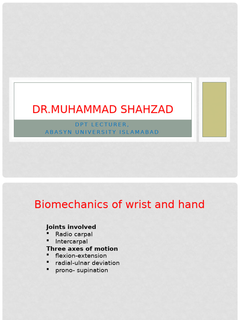 Biomechanic of Wrist and Hand | PDF | Hand | Anatomical Terms Of Motion