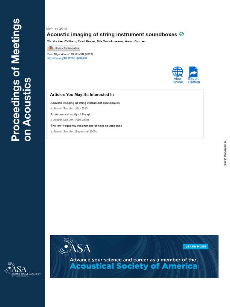 Acoustic Imaging of String Instruments | PDF | Microphone | String ...