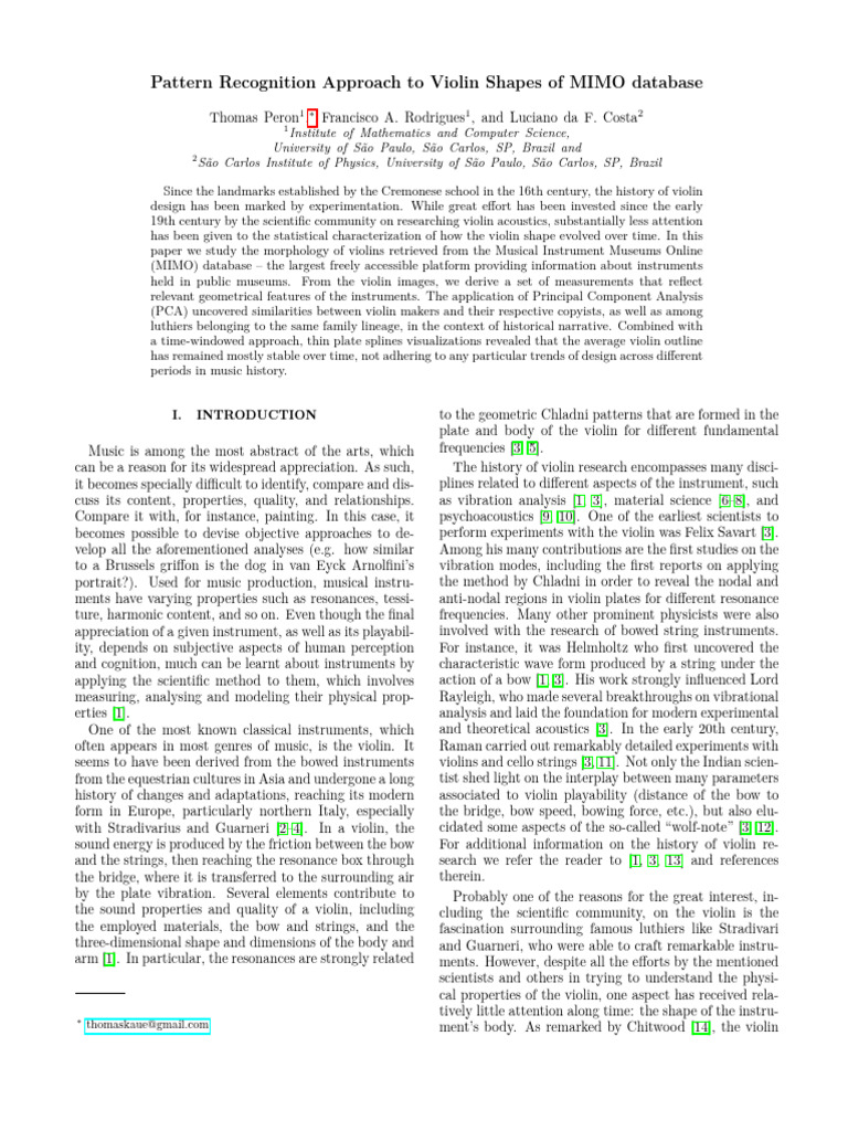 Pattern Recognition Approach To Violin Shapes of MIMO Database | PDF ...