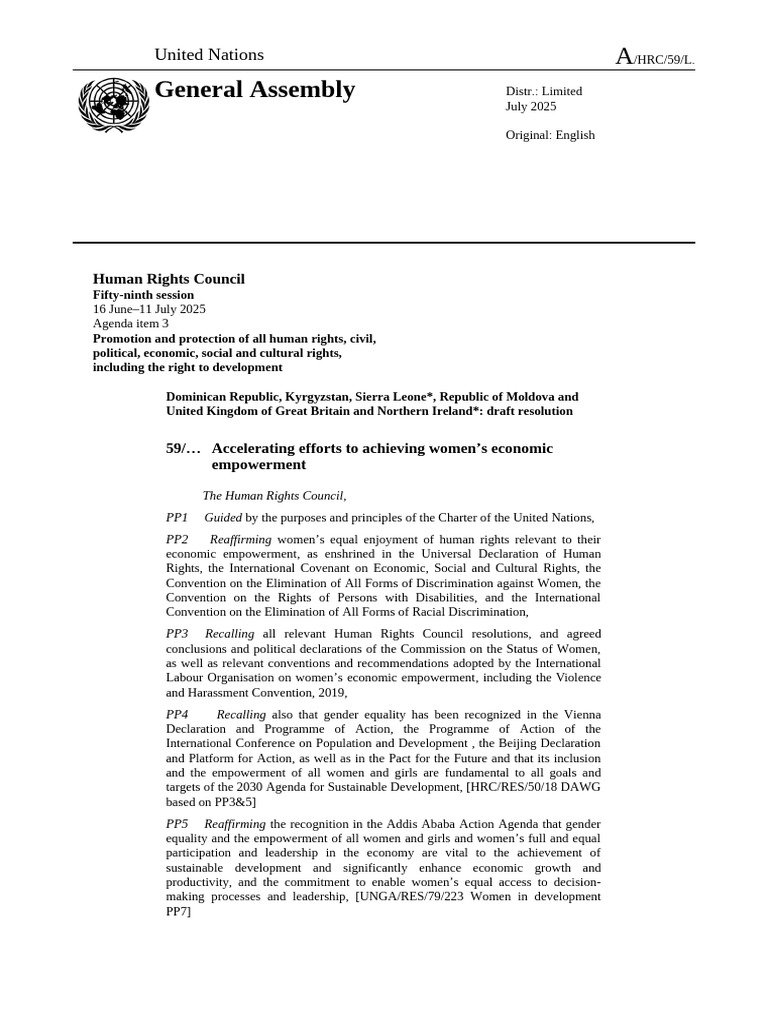 Women’s Economic Empowerment Resolution | PDF | Gender Role | Gender ...