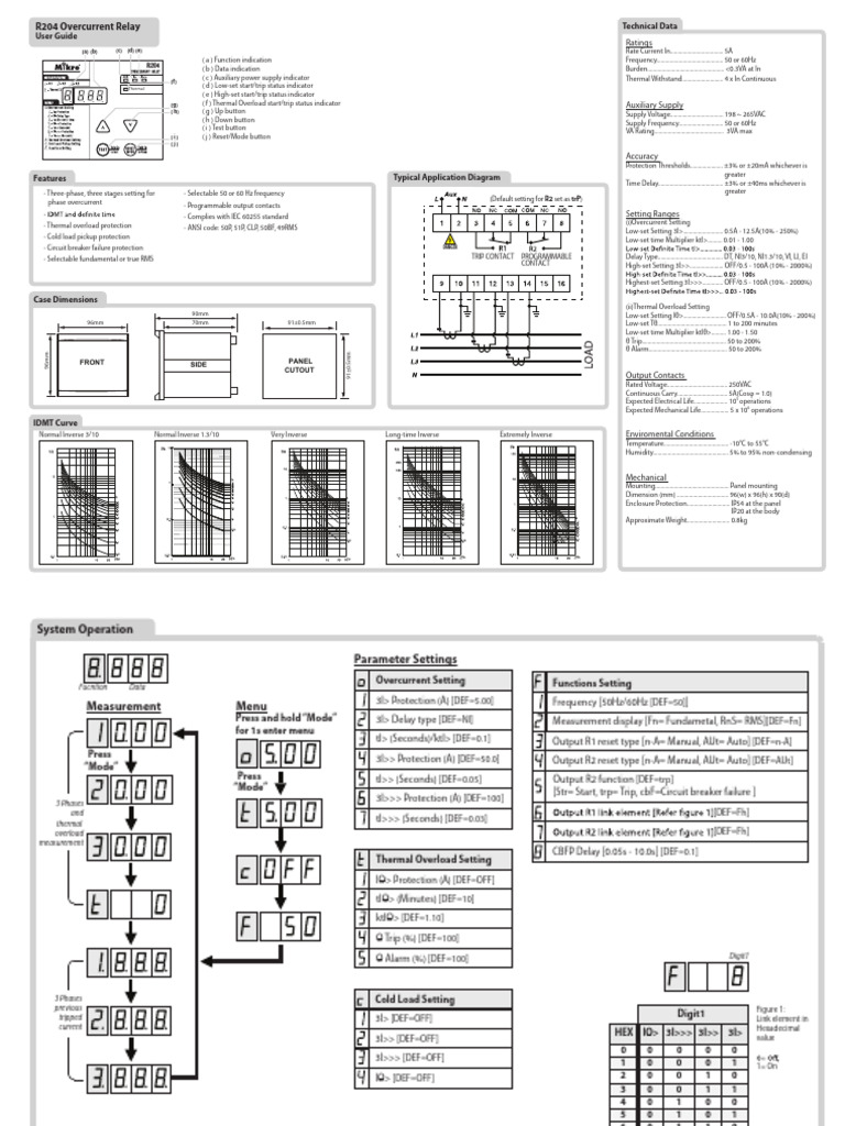 R204 Overcurrent Relay User Manual | PDF | Relay | Electricity