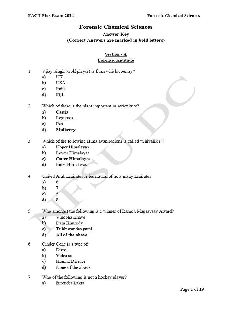 FACT Plus Exam 2024: Forensic Sciences Guide | PDF | High Performance ...