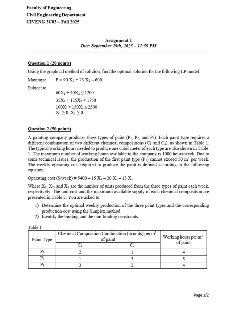01-Assignment 1 2025 (2) | PDF | Mathematical Optimization | Computer ...