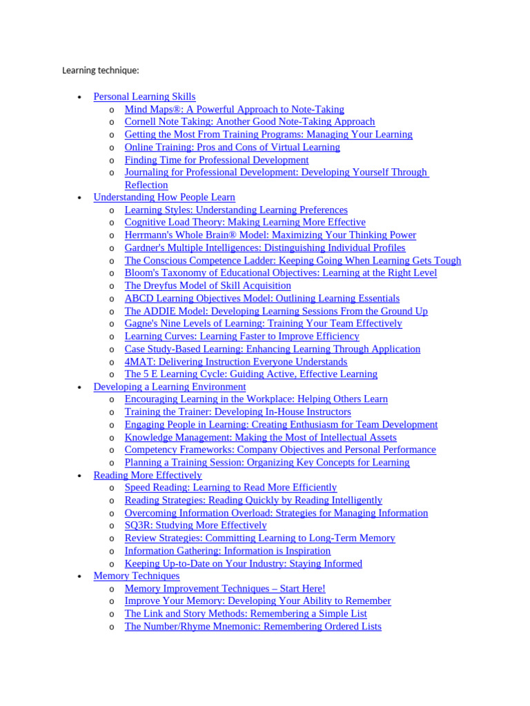 Learning Technique | PDF | Learning | Memory