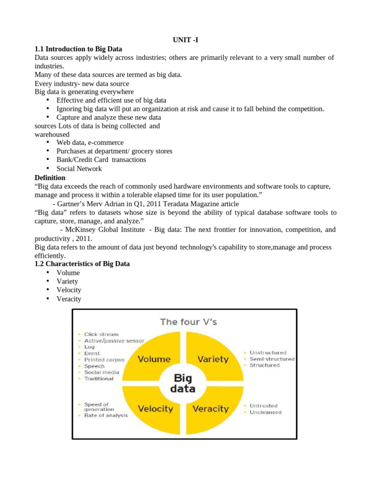Cp5293 Big Data Analytics Unit 1 | PDF | Big Data | Databases