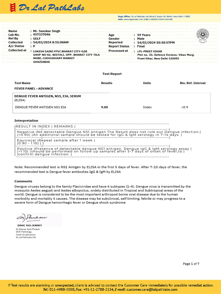 Dengue and Malaria Test Results Report | PDF | Malaria | Plasmodium ...
