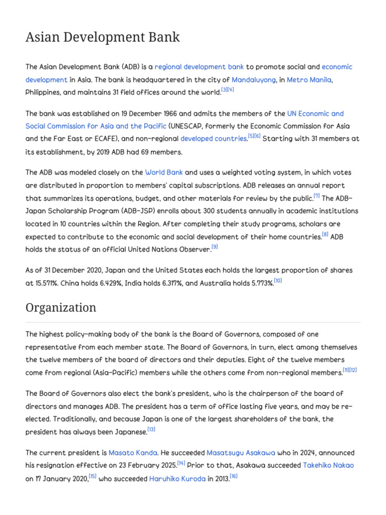 Overview of the Asian Development Bank | PDF | Asian Development Bank ...
